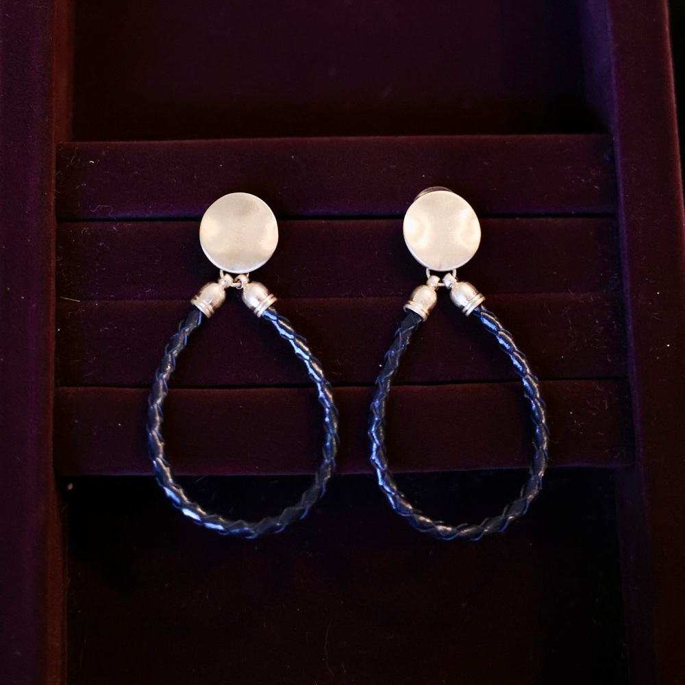 Gold & Leather Women's Earrings